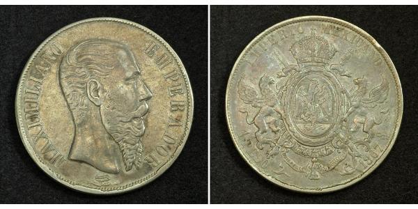 1 Peso 墨西哥第二帝國 (1864 - 1867) 銀 Maximilian I of Mexico (1832 - 1867)