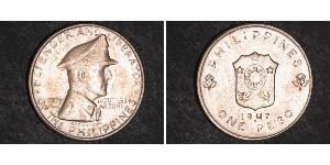 1 Peso 菲律宾 銀 Douglas MacArthur (1880 - 1964) 