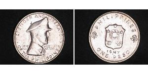 1 Peso 菲律宾 銀 Douglas MacArthur (1880 - 1964) 