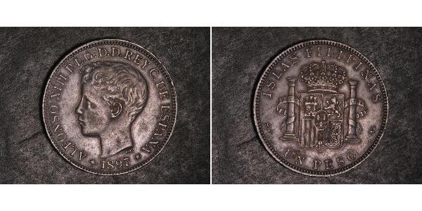 1 Peso 菲律宾 銀 阿方索十三世 (1886 - 1941)