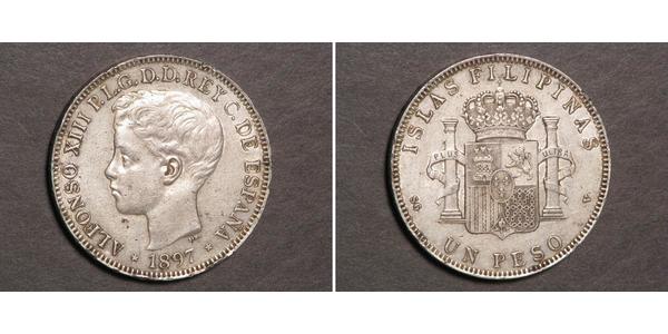 1 Peso 菲律宾 銀 阿方索十三世 (1886 - 1941)