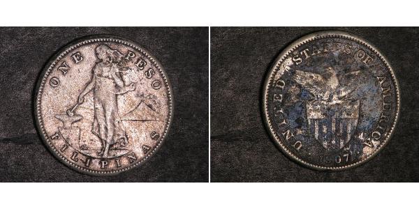 1 Peso 菲律宾 銀 