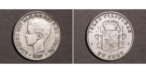 1 Peso 菲律宾 銀 阿方索十三世 (1886 - 1941)