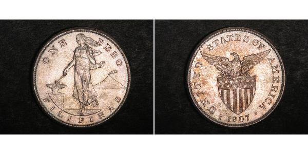 1 Peso 菲律宾 銀 