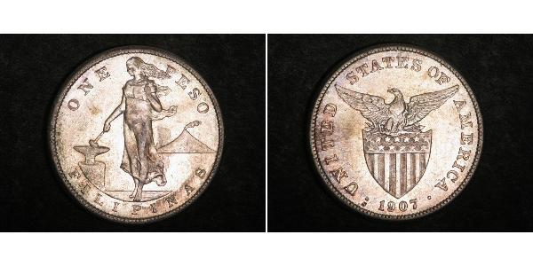 1 Peso 菲律宾 銀 