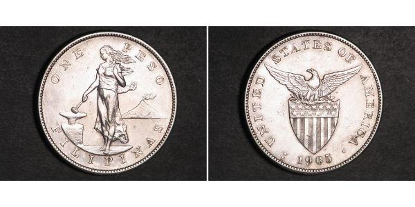 1 Peso 菲律宾 銀 