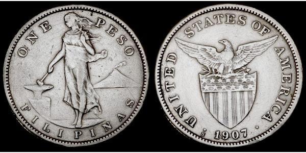 1 Peso 菲律宾 銀 