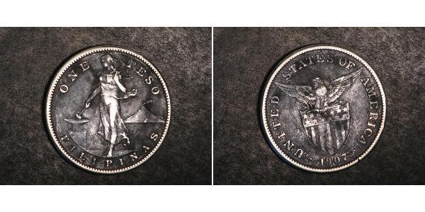 1 Peso 菲律宾 銀 