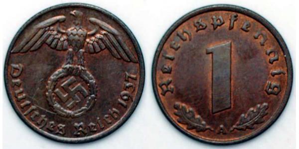 1 Pfennig Germania nazista (1933-1945) Bronzo 