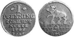 1 Pfennig Anhalt-Bernburg (1603 - 1863) Cobre Victor Frederick, Prince of Anhalt-Bernburg (1700 – 1765)