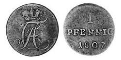 1 Pfennig Anhalt-Bernburg (1603 - 1863) Copper Alexius Frederick Christian, Duke of Anhalt-Bernburg (1767 – 1834)