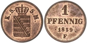 1 Pfennig States of Germany Copper 