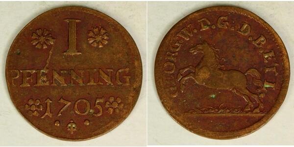 1 Pfennig States of Germany Copper 