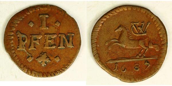 1 Pfennig States of Germany Copper 