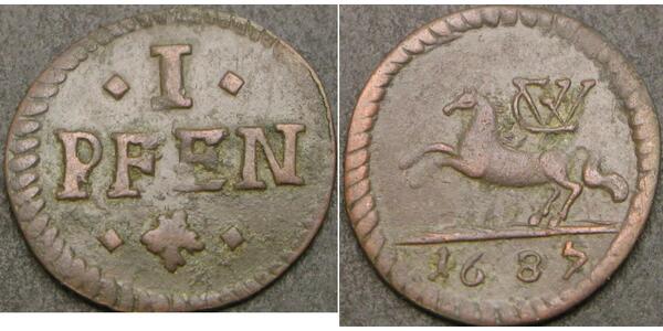 1 Pfennig States of Germany Cuivre 