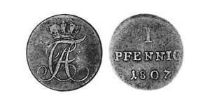 1 Pfennig Anhalt-Bernburg (1603 - 1863) Kupfer Alexius Friedrich Christian (Anhalt-Bernburg)(1767 – 1834)