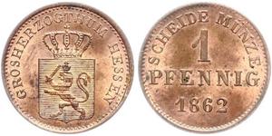 1 Pfennig Großherzogtum Hessen (1806 - 1918) Kupfer Ludwig III. (Hessen-Darmstadt)