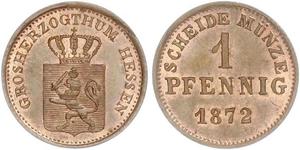 1 Pfennig Großherzogtum Hessen (1806 - 1918) Kupfer Ludwig III. (Hessen-Darmstadt)