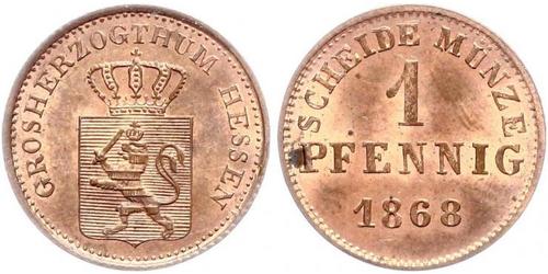 1 Pfennig Großherzogtum Hessen (1806 - 1918) Kupfer Ludwig III. (Hessen-Darmstadt)