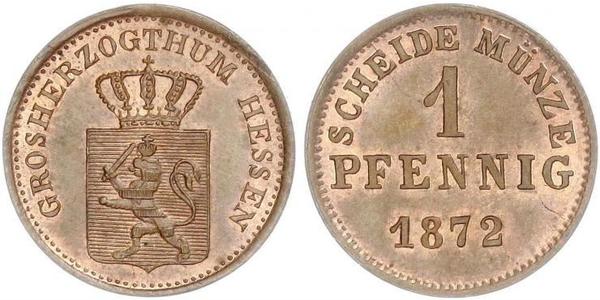 1 Pfennig Großherzogtum Hessen (1806 - 1918) Kupfer Ludwig III. (Hessen-Darmstadt)