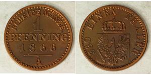 1 Pfennig Königreich Preußen (1701-1918) Kupfer 