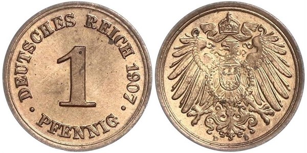 1 Pfennig Germania Rame 