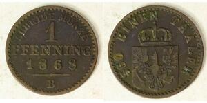 1 Pfennig Regno di Prussia (1701-1918) Rame 