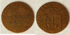 1 Pfennig Regno di Prussia (1701-1918) Rame 