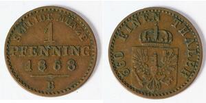 1 Pfennig Regno di Prussia (1701-1918) Rame 