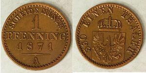 1 Pfennig Regno di Prussia (1701-1918) Rame 