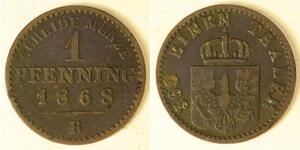 1 Pfennig Regno di Prussia (1701-1918) Rame 