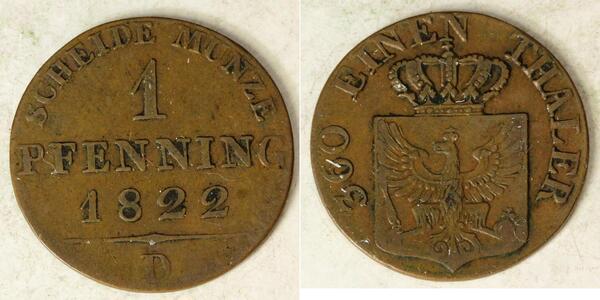1 Pfennig Regno di Prussia (1701-1918) Rame 