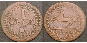 1 Pfennig Stati federali della Germania Rame 