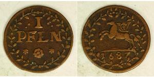 1 Pfennig Stati federali della Germania Rame 