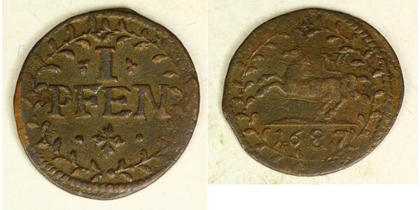 1 Pfennig Stati federali della Germania Rame 
