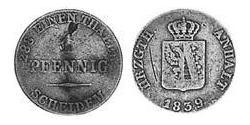 1 Pfennig Anhalt-Bernburg (1603 - 1863) 銅 Alexander Karl, Duke of Anhalt-Bernburg (1805 – 1863)