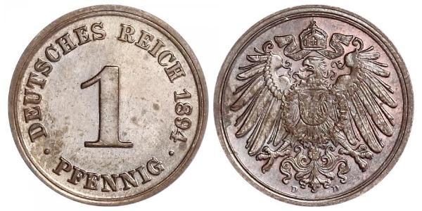 1 Pfennig 德国 銅 