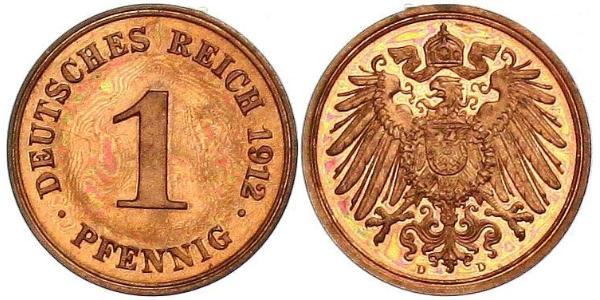 1 Pfennig 德国 銅 