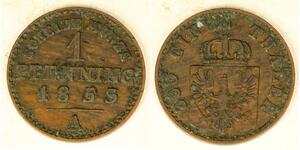 1 Pfennig 普魯士王國 (1701 - 1918) 銅 