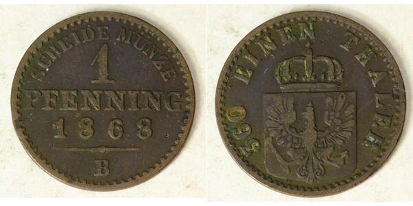 1 Pfennig 普魯士王國 (1701 - 1918) 銅 