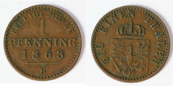 1 Pfennig 普魯士王國 (1701 - 1918) 銅 