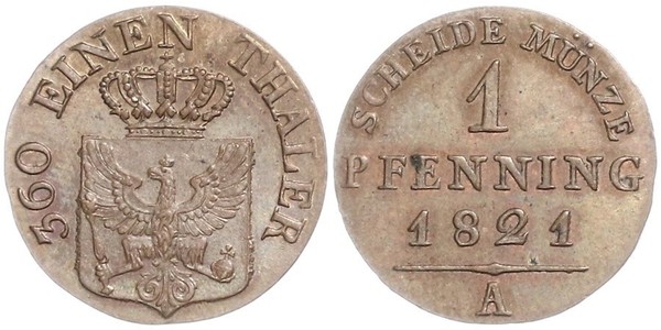 1 Pfennig 普魯士王國 (1701 - 1918) 銅 
