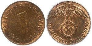 1 Pfennig 納粹德國 (1933 - 1945) 青铜 