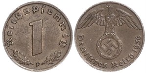 1 Pfennig 納粹德國 (1933 - 1945) 青铜 