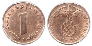 1 Pfennig 納粹德國 (1933 - 1945) 青铜 