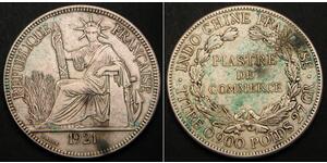 1 Piastre Indocina francese (1887-1954) Argento 