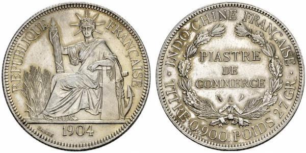 1 Piastre Indocina francese (1887-1954) Argento 
