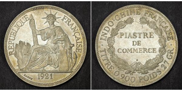 1 Piastre Indocina francese (1887-1954) Argento 