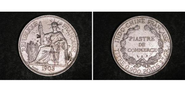 1 Piastre Indocina francese (1887-1954) Argento 