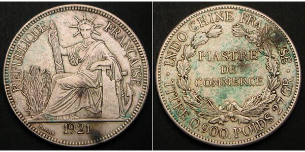 1 Piastre Indocina francese (1887-1954) Argento 
